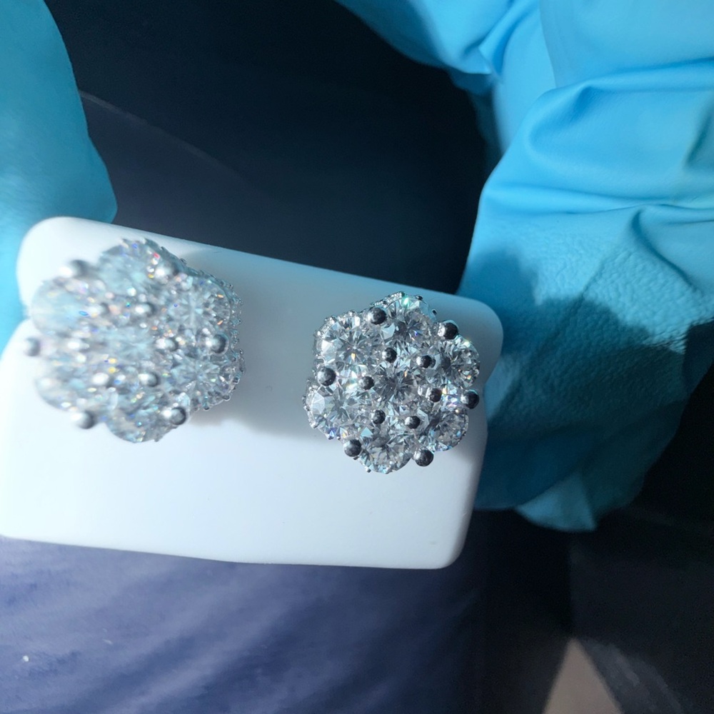 Dazzling Silver Crystal Cluster Earrings